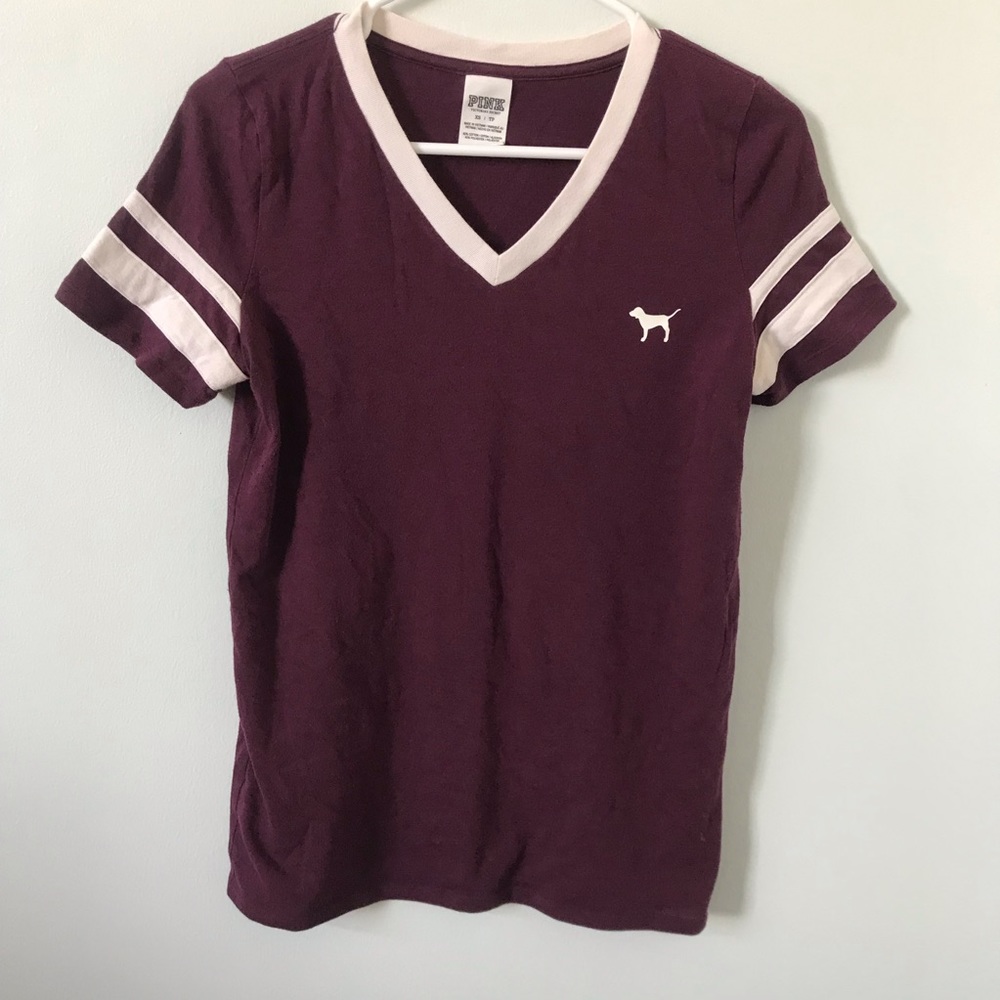 Victoria’s Secret maroon V Neck Tee